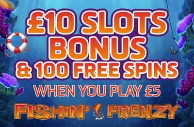 £10 Slots Bonus & 100 Free Spins when you play £5