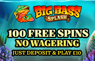 100 Free Spins, No wagering, just deposit & play £10
